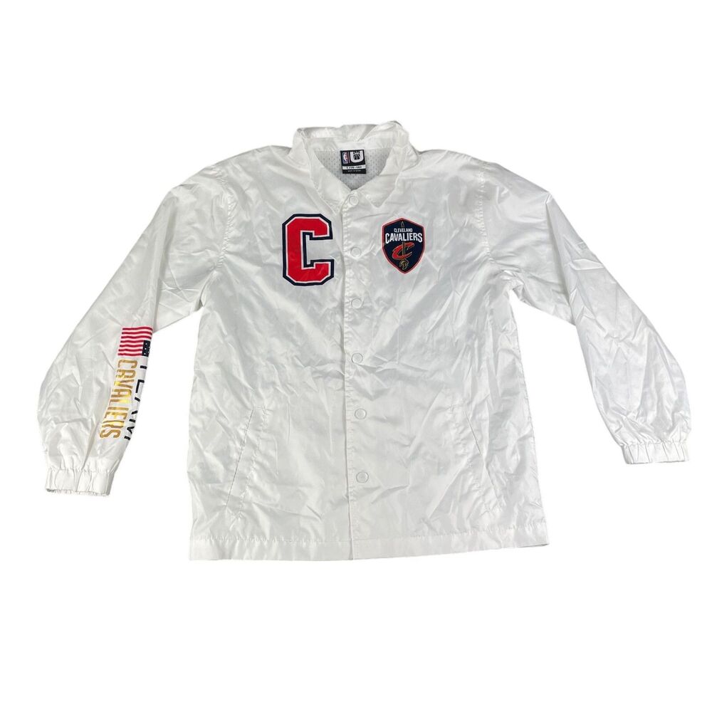 Cleveland Cavaliers Jacket Youth Boys Large 14-16 White Cavs NBA Windbreaker
